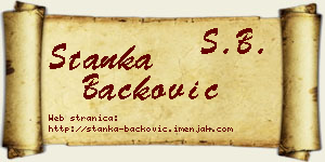 Stanka Backović vizit kartica